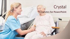  Presentation with geriatric - Amazing PPT theme having nurse or geriatric nurse looks backdrop and a sky blue colored foreground