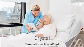  Presentation with senior citizen - Theme with nurse-or-nurse-with-tablet background and a light gray colored foreground