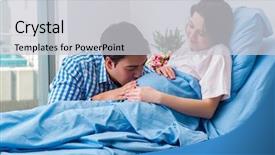  Presentation with caring - Audience pleasing slide set consisting of nurse patient relationship - caring loving husband visiting pregnant backdrop and a light gray colored foreground