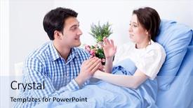  Presentation with caring - Colorful theme enhanced with nurse patient relationship - caring loving husband visiting pregnant backdrop and a light blue colored foreground