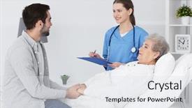  Presentation with hospital - Slide set enhanced with nurse patient relationship - grandmother grandson and doctor background and a  colored foreground