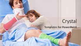  Presentation with relationship - Presentation design with nurse patient relationship - loving wife looking after injured background and a  colored foreground