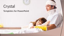  Presentation with husband and wife 3 d - Presentation theme having nurse patient relationship - loving wife looking after injured background and a sky blue colored foreground