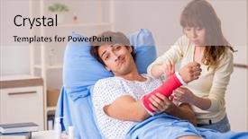  Presentation with wife - Beautiful presentation theme featuring nurse patient relationship - loving wife looking after injured backdrop and a soft green colored foreground