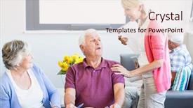  Presentation with senior couple - Beautiful PPT layouts featuring nurse patient relationship - senior couple having lunch together backdrop and a  colored foreground