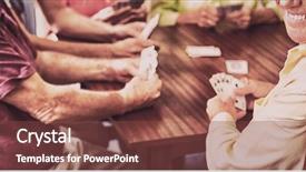  Presentation with bridge playing cards - Beautiful theme featuring nurse patient relationship - seniors playing cards together backdrop and a tawny brown colored foreground