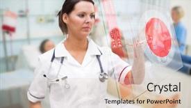  Presentation with ecg - Cool new PPT theme with nurse pointing at invisible screen backdrop and a lemonade colored foreground