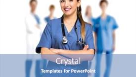  Presentation with nurse team - PPT theme enhanced with nurse portrait in front of her team background and a teal colored foreground