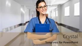  Presentation with icu nurse hospital patients - Beautiful slides featuring nurse-portrait-smiling backdrop and a coral colored foreground
