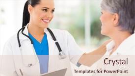  Presentation with female hospital patient - Presentation design with nurse practitioner - friendly female doctor comforting middle background and a lemonade colored foreground