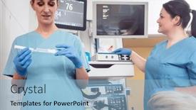  Presentation with anesthetic - PPT layouts featuring nurse-preparing-anesthetic-for-surgery background and a light blue colored foreground