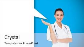  Presentation with bubble - Audience pleasing PPT theme consisting of nurse presenting with speech bubble backdrop and a white colored foreground