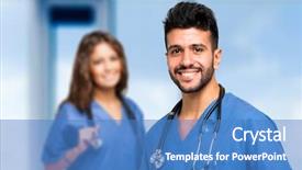  Presentation with medical prevention - Slide deck having nurse prevention - portrait of two smiling medical background and a teal colored foreground