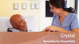  Presentation with male nurse - Presentation consisting of nurse putting wristband on senior background and a coral colored foreground