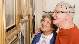  Presentation with senior couple - Presentation theme enhanced with nurse quality - senior couple looking at photographs background and a soft green colored foreground