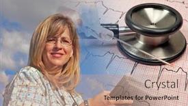  Presentation with nurse - PPT layouts enhanced with nurse-reading-her-charts background and a coral colored foreground