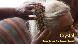  Presentation with nursing - Slide deck featuring combing hair of female patient background and a tawny brown colored foreground