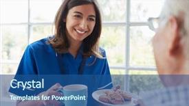  Presentation with nursing to nurse communication - Beautiful PPT theme featuring nurse serves tea and biscuits backdrop and a ocean colored foreground