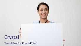  Presentation with medical sign - Colorful presentation theme enhanced with nurse showing medical sign billboard backdrop and a sky blue colored foreground