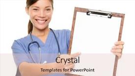  Presentation with medical clipboard - Amazing PPT layouts having nurse showing medical sign clipboard backdrop and a lemonade colored foreground