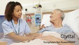  Presentation with male nurse - Colorful slide set enhanced with nurse sitting by male patient' backdrop and a coral colored foreground