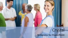  Presentation with army nurse - Colorful theme enhanced with nurse standing with arms crossed backdrop and a  colored foreground