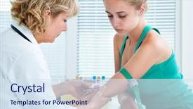 Presentation with sample - Beautiful theme featuring nurse taking blood sample backdrop and a sky blue colored foreground