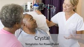  Presentation with senior couple - Beautiful theme featuring nurse talking patient - doctor explaining to senior couple backdrop and a  colored foreground