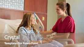  Presentation with female hospital patient - Cool new PPT theme with nurse talking to female teenage backdrop and a coral colored foreground