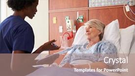  Presentation with female hospital patient - Slides enhanced with nurse talking to senior female background and a coral colored foreground