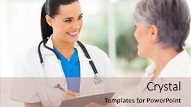  Presentation with nurse - Cool new slide set with virtual reality - isolated on a gray background backdrop and a gray colored foreground