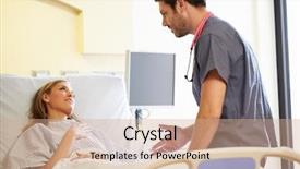  Presentation with nurse a male patient - Presentation design consisting of nurse talking with female patient background and a  colored foreground