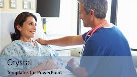  Presentation with nurse a male patient - Cool new slide deck with male nurse talking with female backdrop and a teal colored foreground