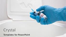  Presentation with covid vaccine - Colorful presentation theme enhanced with nurse-throw-away-used-syringe backdrop and a light gray colored foreground