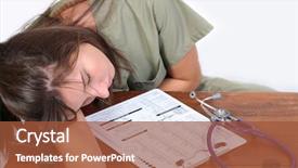  Presentation with medical student - Colorful PPT theme enhanced with nurse tired - exhausted medical student backdrop and a red colored foreground