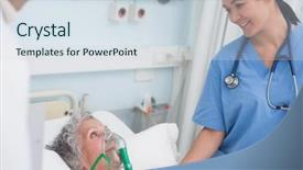  Presentation with nurse - Theme enhanced with nurse touching the hand background and a sky blue colored foreground