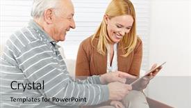  Presentation with senior citizen - PPT theme enhanced with nurse training - happy family with senior citizen background and a light gray colored foreground