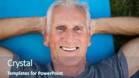  Presentation with exercise mat - Slide deck enhanced with nurse training - high angle portrait of smiling background and a ocean colored foreground