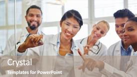  Presentation with medical students - Beautiful presentation theme featuring nurse training - workshop for medical school students backdrop and a coral colored foreground