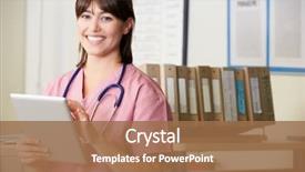  Presentation with station - PPT theme with nurse using digital tablet background and a coral colored foreground