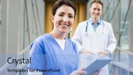  Presentation with nurse - Audience pleasing presentation consisting of nurse using her tablet pc backdrop and a light blue colored foreground