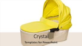  Presentation with baby - Theme with nurse vintage - baby carrycot isolated on white background and a coral colored foreground