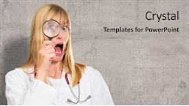  Presentation with looking glass - Slide set featuring little newborn baby asleep black background background and a dark gray colored foreground