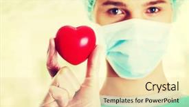  Presentation with hospital - PPT theme having nurse vintage - male surgeon looking at camera background and a  colored foreground