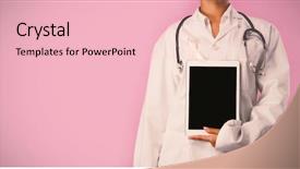  Presentation with pink ribbon breast awareness - Cool new slides with nurse wearing pink ribbon holding backdrop and a lemonade colored foreground