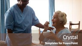  Presentation with live - Colorful slide deck enhanced with nurse while having food backdrop and a tawny brown colored foreground