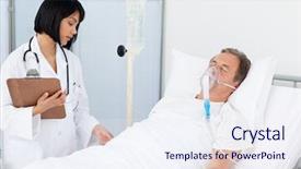  Presentation with nurse and patient - PPT theme having nurse whith her mature patient background and a  colored foreground