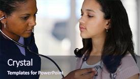  Presentation with patient care - Presentation design having nurse with a patient background and a wine colored foreground