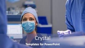  Presentation with theatre mask - Presentation having nurse-with-a-team background and a ocean colored foreground