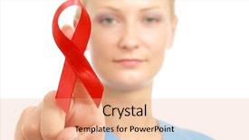  Presentation with hiv ribbon - Colorful presentation design enhanced with nurse with an aids ribbon backdrop and a coral colored foreground